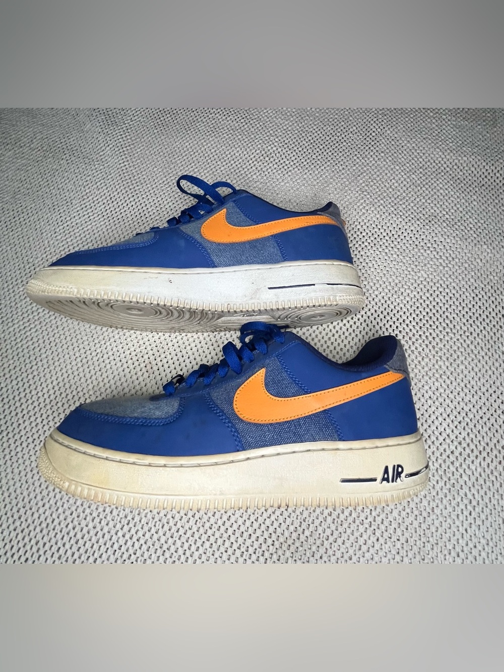 Nike Air Force 1 Low Blue Orange Denim Fashion Sneakers men size 9